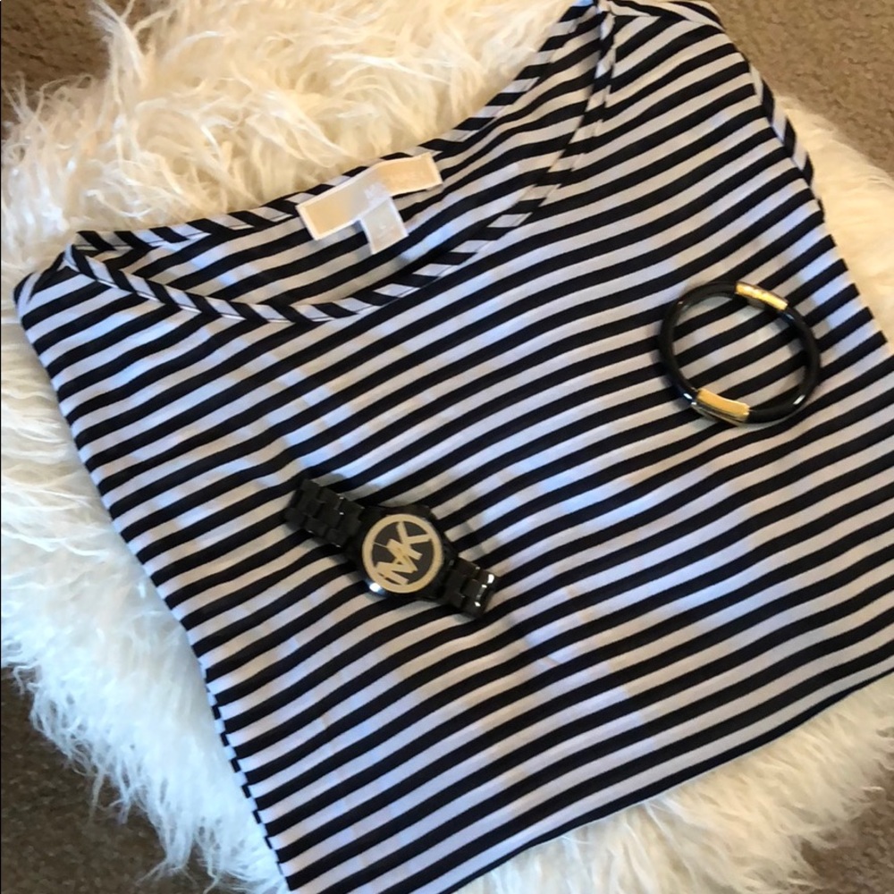 MK Black and White Sheer Blouse